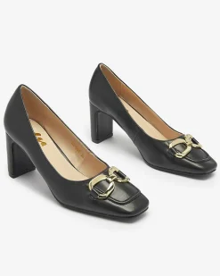 Online Czarne czółenka damskie na słupku Cancoro Klasyczne