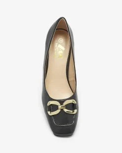 Online Czarne czółenka damskie na słupku Cancoro Klasyczne