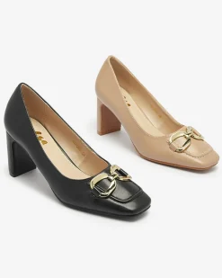 Online Czarne czółenka damskie na słupku Cancoro Klasyczne