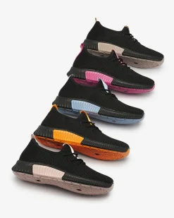 Discount Czarne damskie buty sportowe z pomarańzowymi wstawkami Keteti Damskie Bieganie, Ćwiczenia I Trening