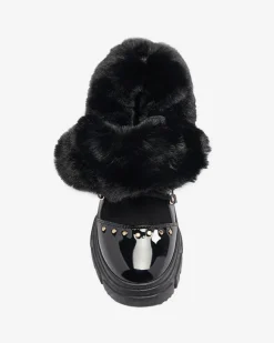 Best Czarne damskie sznurowane buty a'la śniegowce Fentes Śniegowce