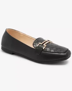 Clearance Czarne damskie mokasyny Bulerol Półbuty|Mokasyny Na Płaskiej Podeszwie