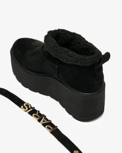 Outlet Czarne damskie buty a'la śniegowce z ozdobą Parisela Śniegowce