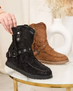 Online Czarne damskie botki z ukrytym koturnem Dibisa Botki Bez Ocieplenia|Kowbojki