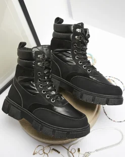 Clearance Czarne damskie nieocieplane botki typu trapery Kasemi Trapery|Botki Bez Ocieplenia