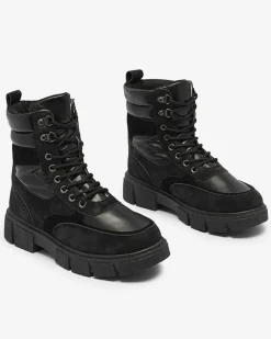 Clearance Czarne damskie nieocieplane botki typu trapery Kasemi Trapery|Botki Bez Ocieplenia