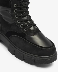 Clearance Czarne damskie nieocieplane botki typu trapery Kasemi Trapery|Botki Bez Ocieplenia