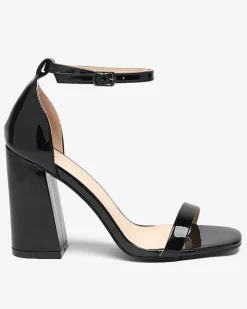 Hot Czarne damskie sandały na słupku Whopso Buty Na Wielkie Wyjście|Sandały Na Słupku