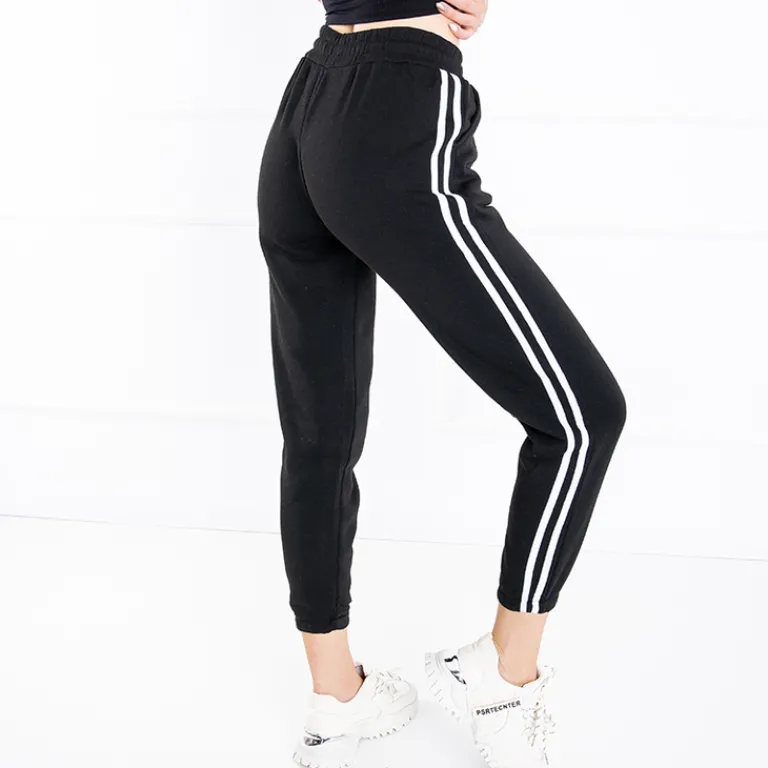 Best Czarne damskie spodnie dresowe z lampasami Spodnie Dresowe