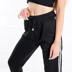 Best Czarne damskie spodnie dresowe z lampasami Spodnie Dresowe
