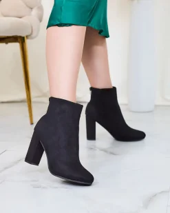 Online Czarne damskie botki na słupku Sterica Botki Bez Ocieplenia|Botki Na Słupku