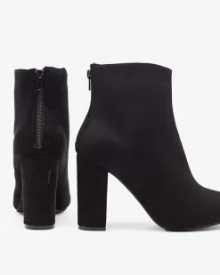 Online Czarne damskie botki na słupku Sterica Botki Bez Ocieplenia|Botki Na Słupku