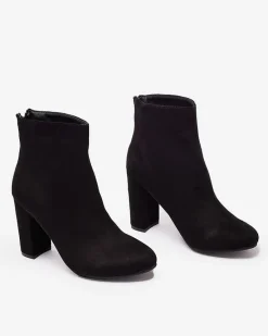 Online Czarne damskie botki na słupku Sterica Botki Bez Ocieplenia|Botki Na Słupku