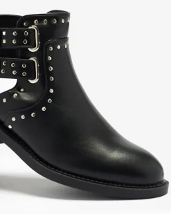 Online Czarne damskie botki z wycięciami Dlagona Botki Bez Ocieplenia|Botki Na Płaskim Obcasie