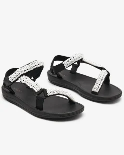 Sale Czarne damskie sportowe sandały z perełkami Dotiss Sandały Płaskie
