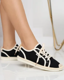 Online Czarne damskie tenisówki tkaninowe Mokida Trampki