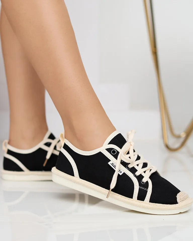 Online Czarne damskie tenisówki tkaninowe Mokida Trampki