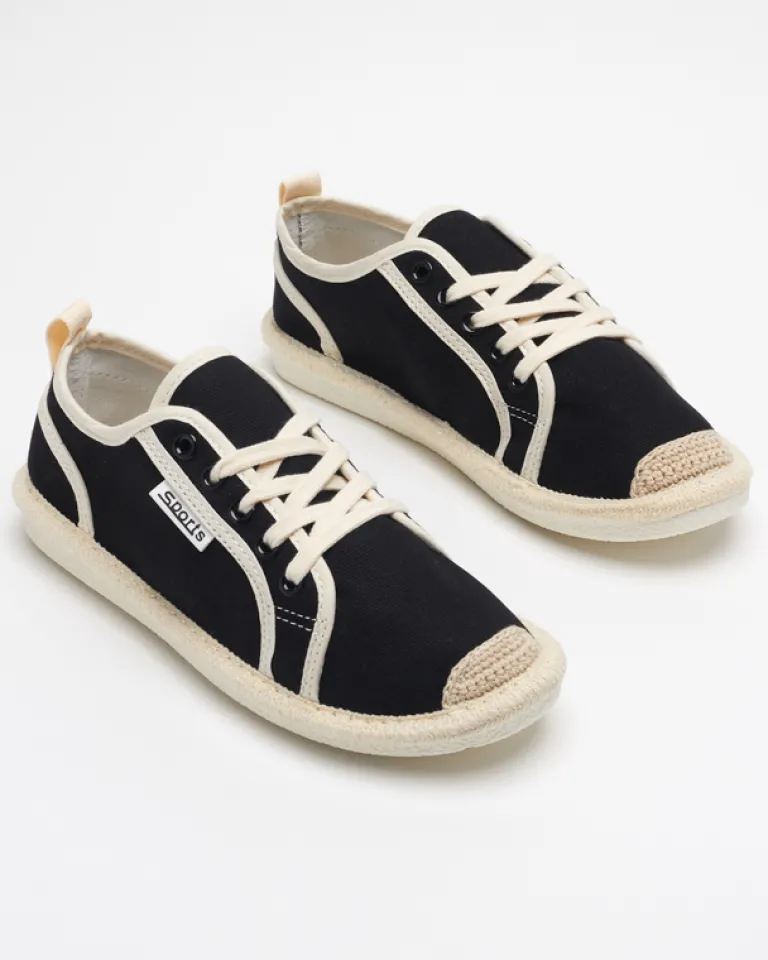 Online Czarne damskie tenisówki tkaninowe Mokida Trampki