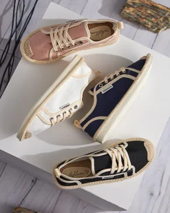 Online Czarne damskie tenisówki tkaninowe Mokida Trampki