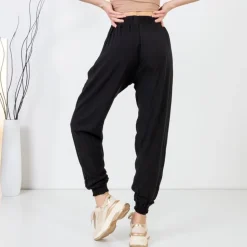 Online Czarne damskie spodnie haremki Spodnie Materiałowe