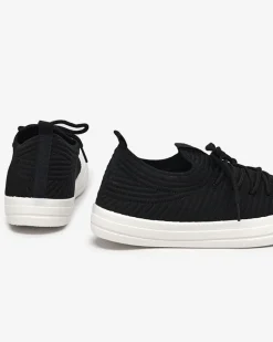 Sale Czarne damskie prążkowane trampki Manfer Trampki