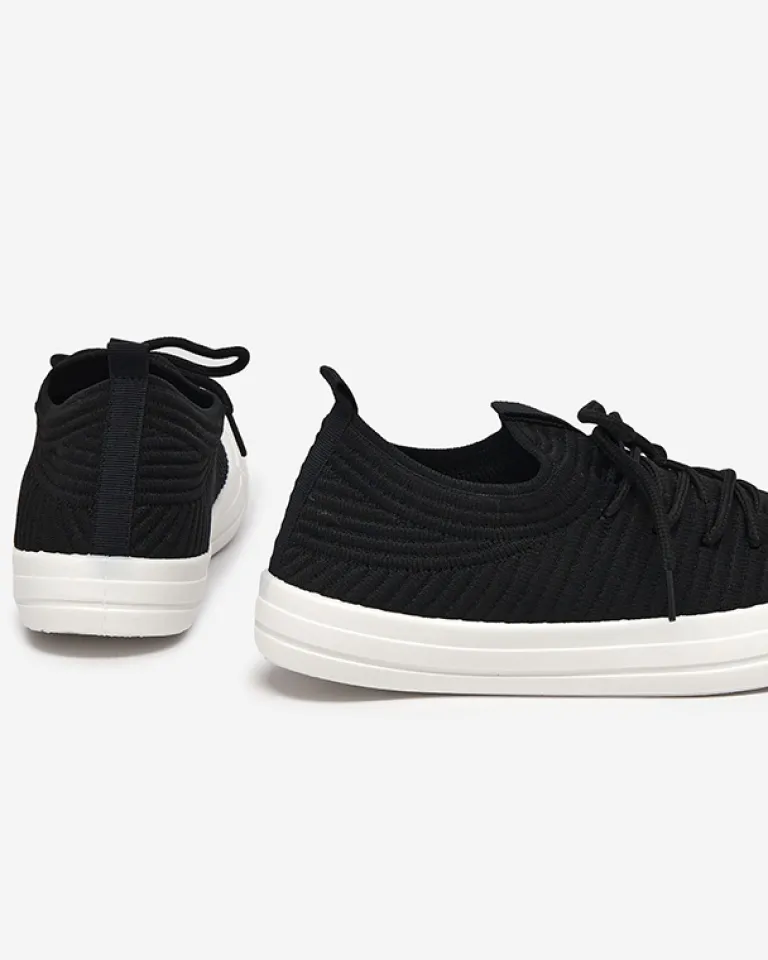 Sale Czarne damskie prążkowane trampki Manfer Trampki