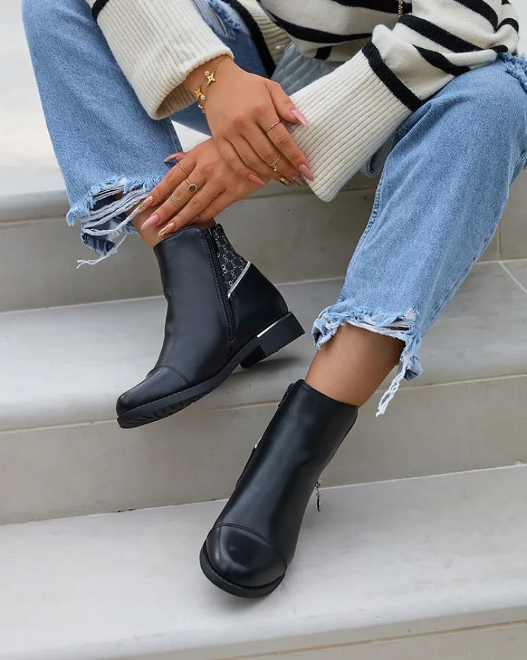 Clearance Czarne damskie botki a'la sztyblety Orlaenda Botki Z Grubym Ociepleniem|Sztyblety
