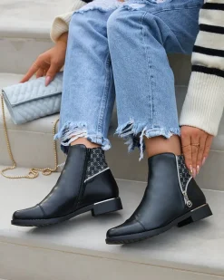 Clearance Czarne damskie botki a'la sztyblety Orlaenda Botki Z Grubym Ociepleniem|Sztyblety