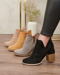 Sale Czarne damskie botki na słupku Ricteas Botki Z Delikatnym Ociepleniem|Botki Na Słupku