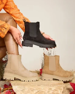 Best Czarne damskie ocieplane botki Comfy Walk Botki Z Delikatnym Ociepleniem|Botki Na Płaskim Obcasie