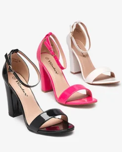 Best Czarne damskie sandały na wyższym słupku Rosdo Buty Na Wielkie Wyjście|Sandały Na Słupku