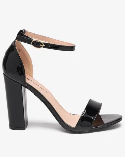 Best Czarne damskie sandały na wyższym słupku Rosdo Buty Na Wielkie Wyjście|Sandały Na Słupku