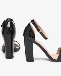 Best Czarne damskie sandały na wyższym słupku Rosdo Buty Na Wielkie Wyjście|Sandały Na Słupku