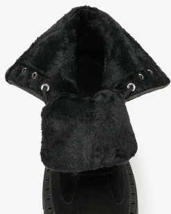 Hot Czarne damskie sznurowane botki Macnev Botki Z Delikatnym Ociepleniem|Botki Sznurowane