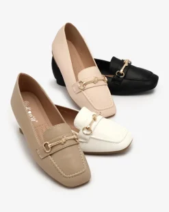 Best Czarne damskie mokasyny ze złotą ozdobą Olerika Mokasyny Na Płaskiej Podeszwie