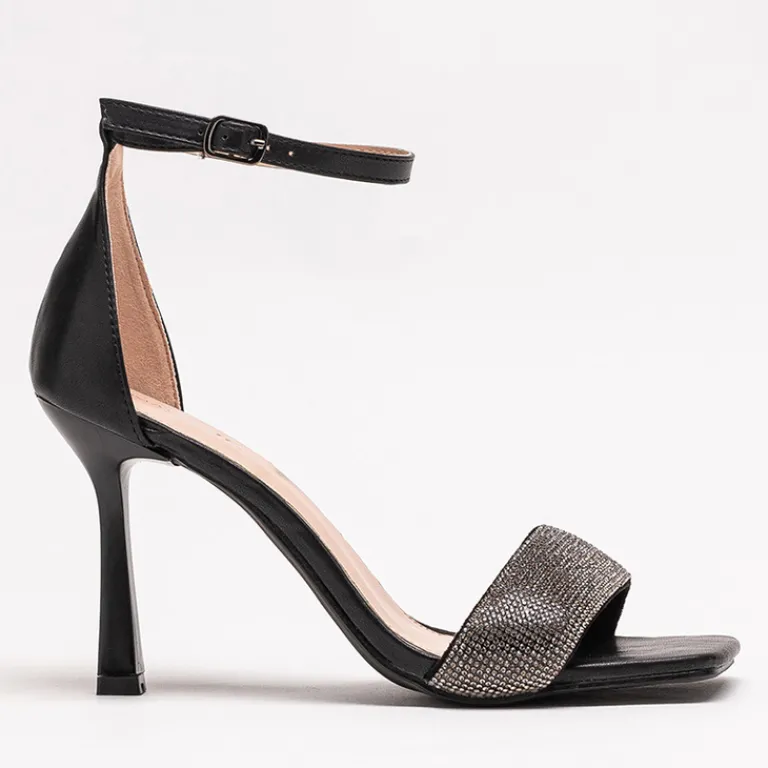 Hot Czarne damskie sandały na szpilce Enedi Sandały Na Szpilce