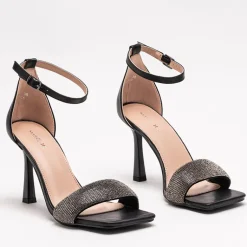 Hot Czarne damskie sandały na szpilce Enedi Sandały Na Szpilce