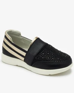 Sale Czarne dziecięce tenisówki slip - on Ciarala Dziewczęce