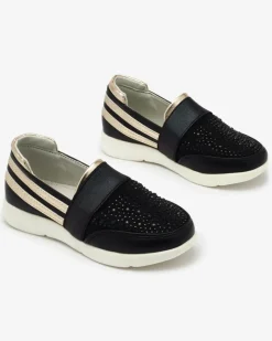 Sale Czarne dziecięce tenisówki slip - on Ciarala Dziewczęce