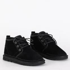 Hot Czarne dziecięce krótkie sznurowane śniegowce Tibilis Chłopięce|Dziewczęce