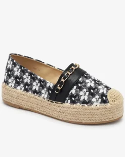 Online Czarne espadryle w kwiaty Azzaxi Półbuty|Espadryle Płaskie