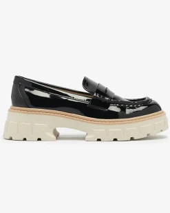 Online Czarne lakierowane mokasyny damskie Mewira Półbuty|Mokasyny Na Płaskiej Podeszwie