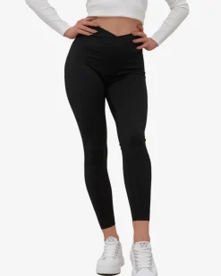 Best Czarne legginsy damskie z szeroką gumą w pasie Legginsy / Tregginsy