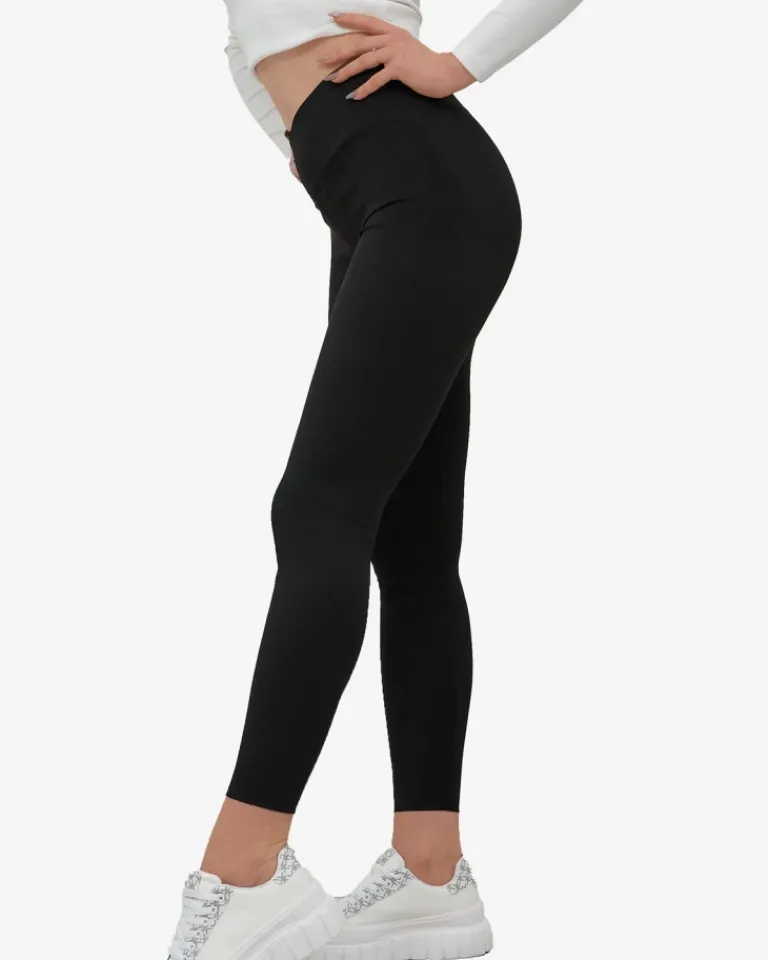 Best Czarne legginsy damskie z szeroką gumą w pasie Legginsy / Tregginsy