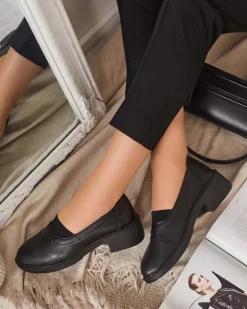 Discount Czarne mokasyny damskie Nasannae Półbuty|Mokasyny Na Płaskiej Podeszwie