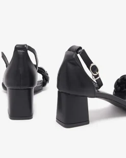 Best Czarne sandały damskie na słupku Marienka Buty Na Wielkie Wyjście|Sandały Na Słupku