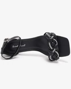 Best Czarne sandały damskie na słupku Marienka Buty Na Wielkie Wyjście|Sandały Na Słupku