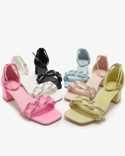 Best Czarne sandały damskie na słupku Marienka Buty Na Wielkie Wyjście|Sandały Na Słupku