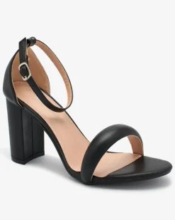 Hot Czarne Sandałki damskie na wysokim słupku Vefre Buty Na Wielkie Wyjście|Sandały Na Słupku