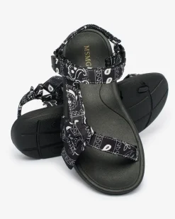 New Czarne sandały damskie z kokardką Oyall Sandały Płaskie